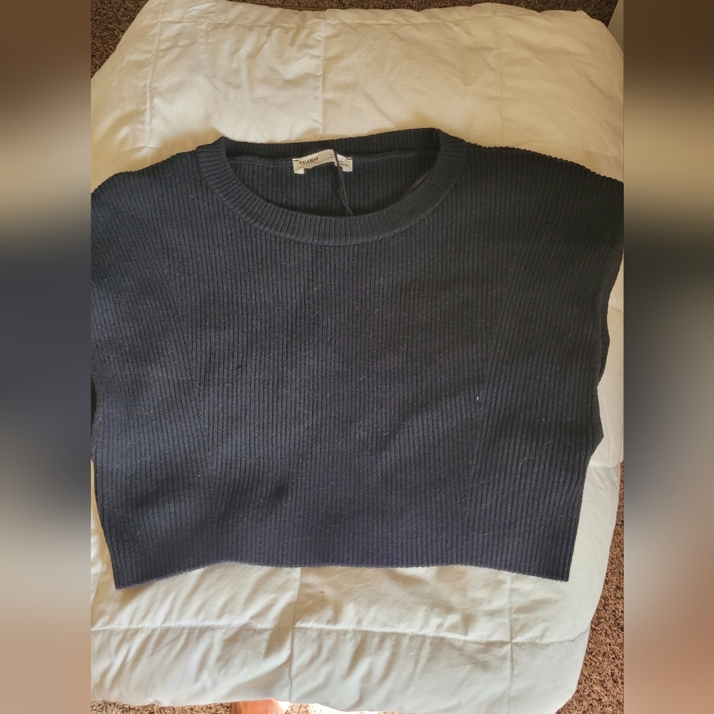 Pull&Bear Navy Ribbed Knit Top